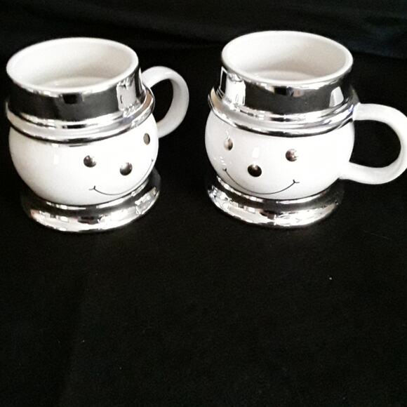 NWT Harry Slatkin Vintage Signed Snowman New Ceramic Silver Porcelain